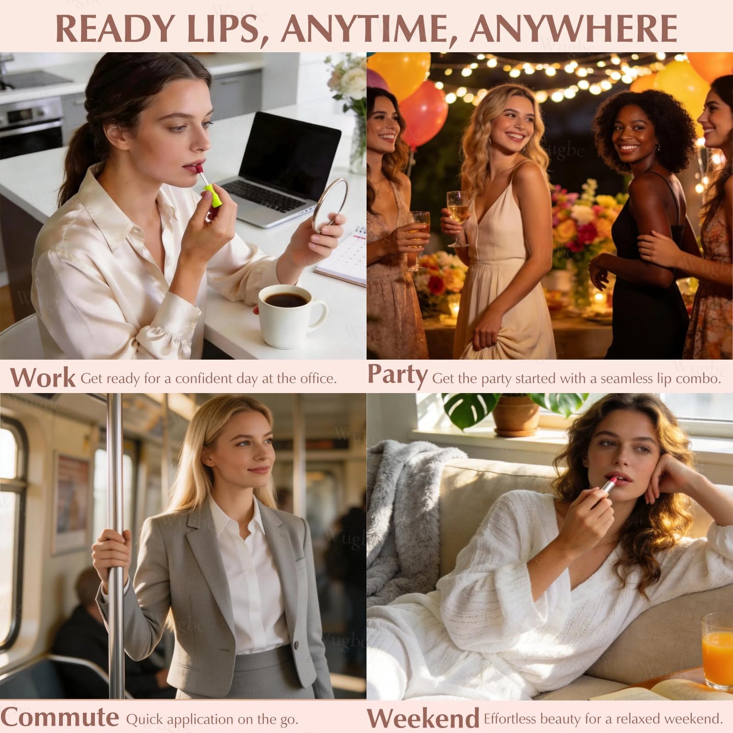 Wugbc 3PCS Lip Combo, High-Shine Lip Kit with Matte Brown Lip Liner & Red-Brown Nourishing Lipstick & Nude Glossy Lip Gloss, Long-Lasting Lightweight Non-Sticky Plumping Lip Contour Trio Set for Women