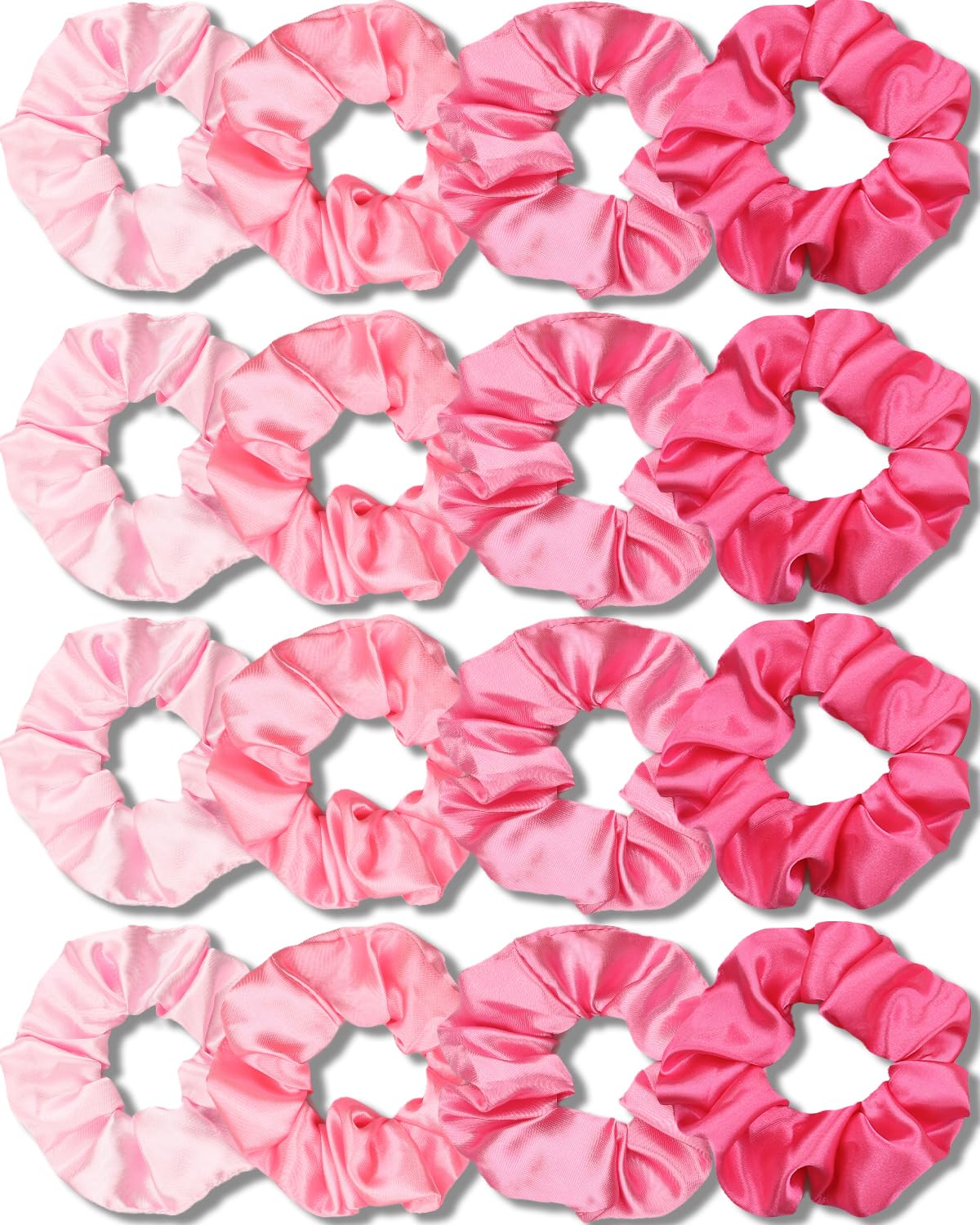 Satin Scrunchies for Girls - Soft Silk Hair Ties | 16 Pack Multi-Pink for Thin & Thick Hair Styling