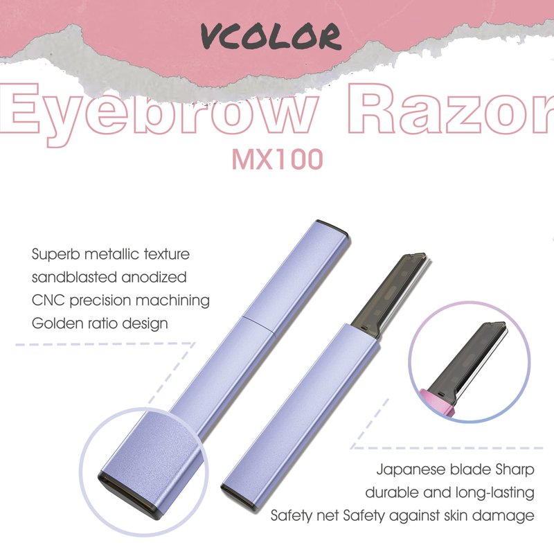 CHUNLINCARE Exfoliating Eyebrow Razor Dermaplaning Tool Eyebrow Trimmer with 4 Replacement Blades, Facial Razors for Women Aluminum Alloy Handle & Stainless Steel Blade (Blue)