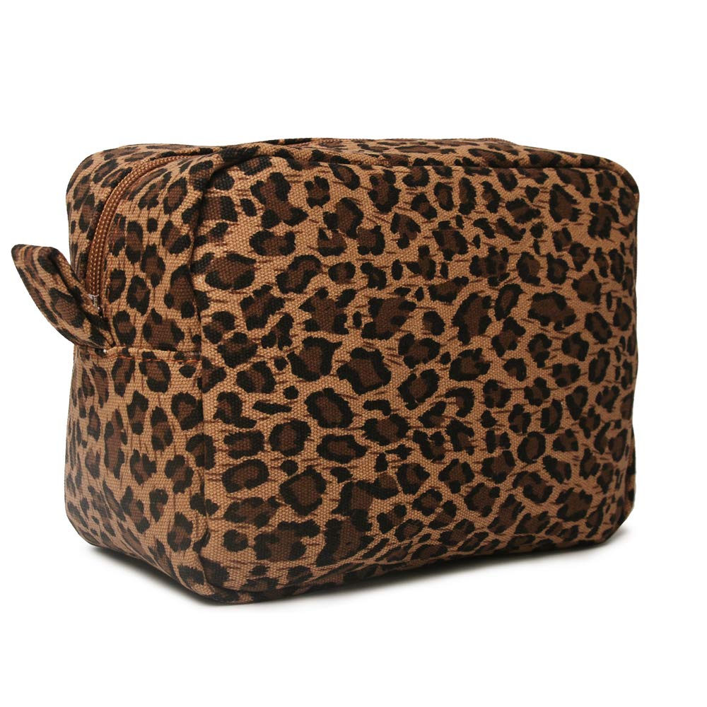 JIU HONG CHAO Leopard Cosmetic Bags 4 liters Big Cheetah Print Makeup Bag Lightweight Canvas Travel Toiletry Purses Accessories Organizer Pouch Gifts for Women