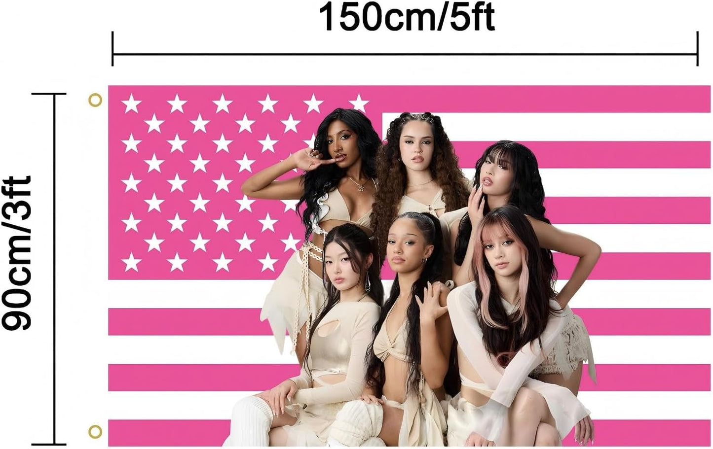 Pink American Flag Tapestry - 3x5 FT Polyester Wall Hanging with Brass Grommets | Single-Sided Print for Bedroom Decor