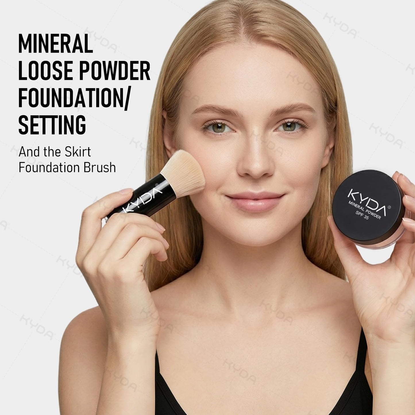 KYDA Mineral Powder Foundation, SPF 35, Lightweight Loose Powder Foundation, Skin-improving Mineral Foundation, Buildable Coverage, Natural Glow Base Makeup, 0.28 oz, Fair Light