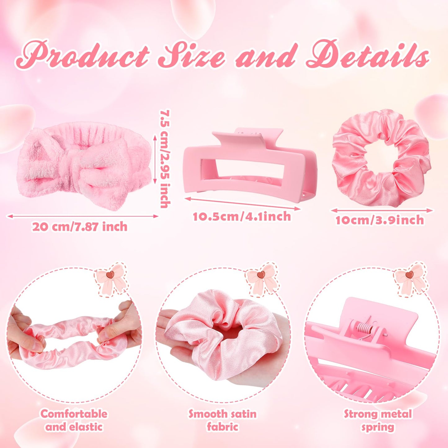 Cunno Pink 42 Pcs Spa Party Favors for Women Sleepover Party Supplies Trip Weekend Gift Headband Scrunchies Hair Clip Bracelet Jewelry Case Makeup Bag Plastic Cups for Bridesmaid Return Gifts