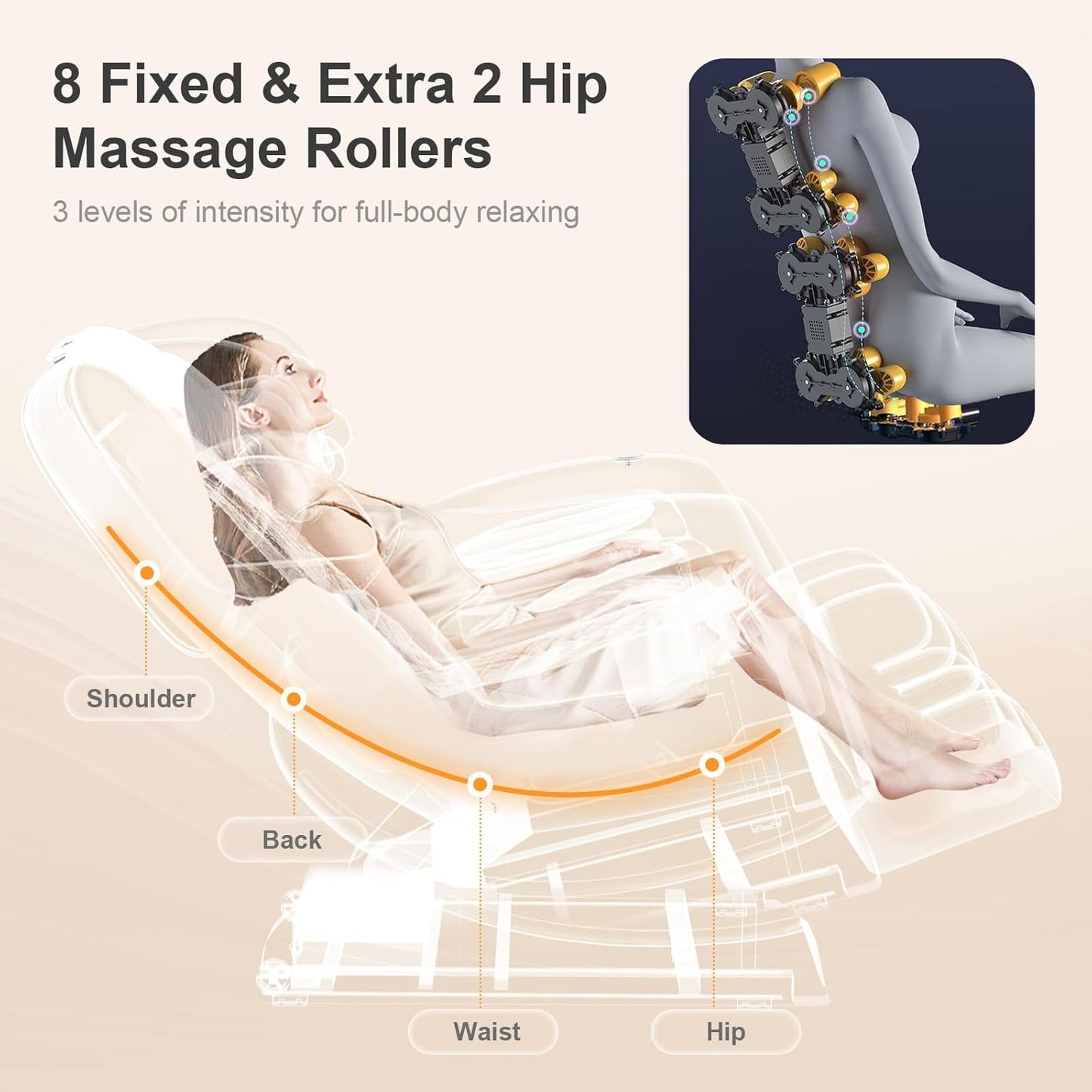 FURNIMAT Full Body Massage Chair - Zero Gravity, 10 Rollers, Airbags, Heating | Brown Premium