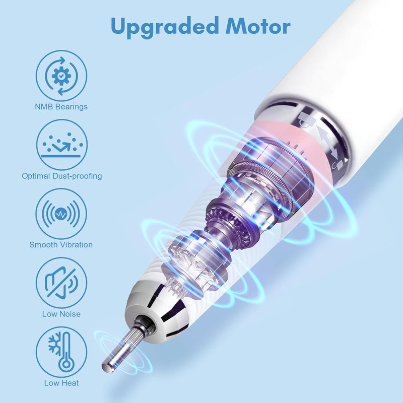 Cordless Electric Nail Drill - 30,000RPM E File for Acrylic & Gel Removal | 8.5H Battery, Quiet, LCD Display, Portable in Pearly Pink