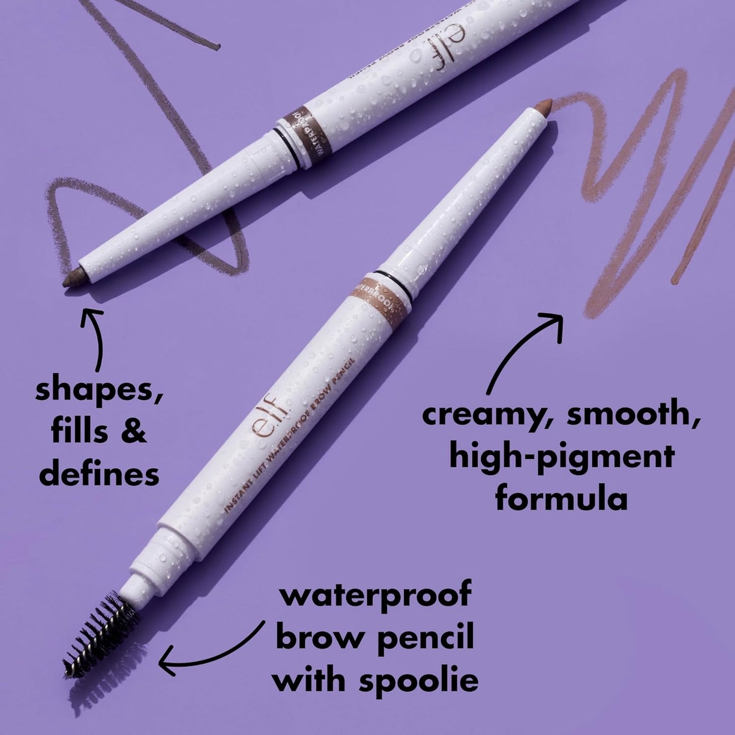 e.l.f. Instant Lift Waterproof Eyebrow Pencil - Dual-Ended Precision Tip & Spoolie, Smudge-Resistant, Auburn