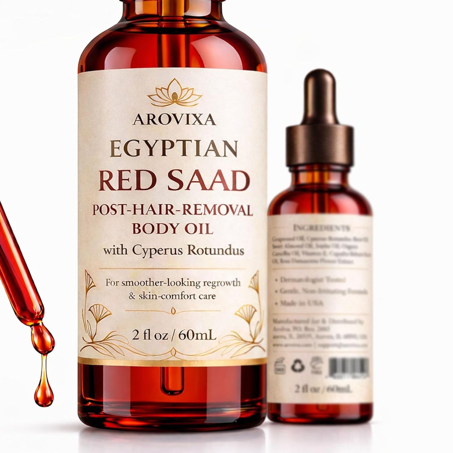 Egyptian Cyperus Rotundus Oil - Pure Post-Hair-Removal Body Oil for Smooth Skin | Lightweight, Low-Odor, 2 Fl Oz