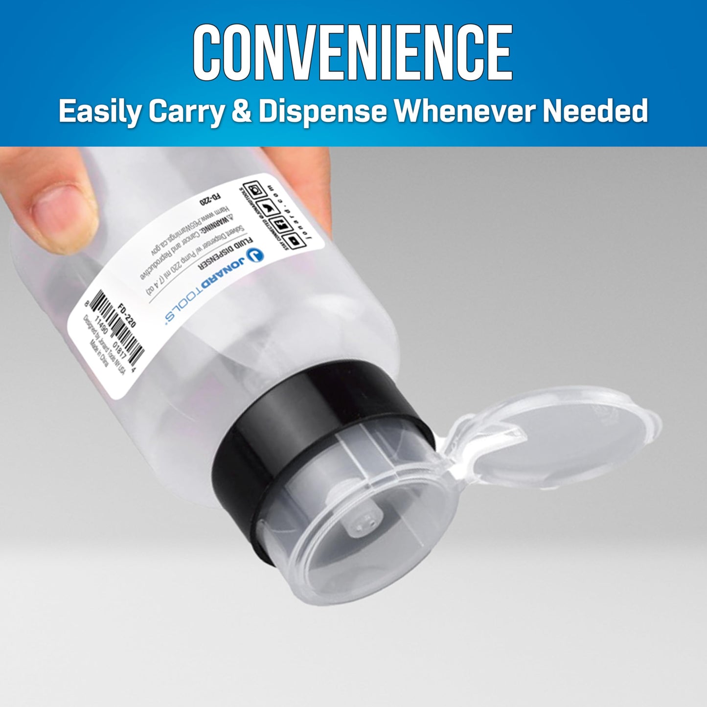 Jonard Tools FD-220 Fluid Dispenser for Isopropyl Alcohol and Other Cleaning Fluids, 220 ml
