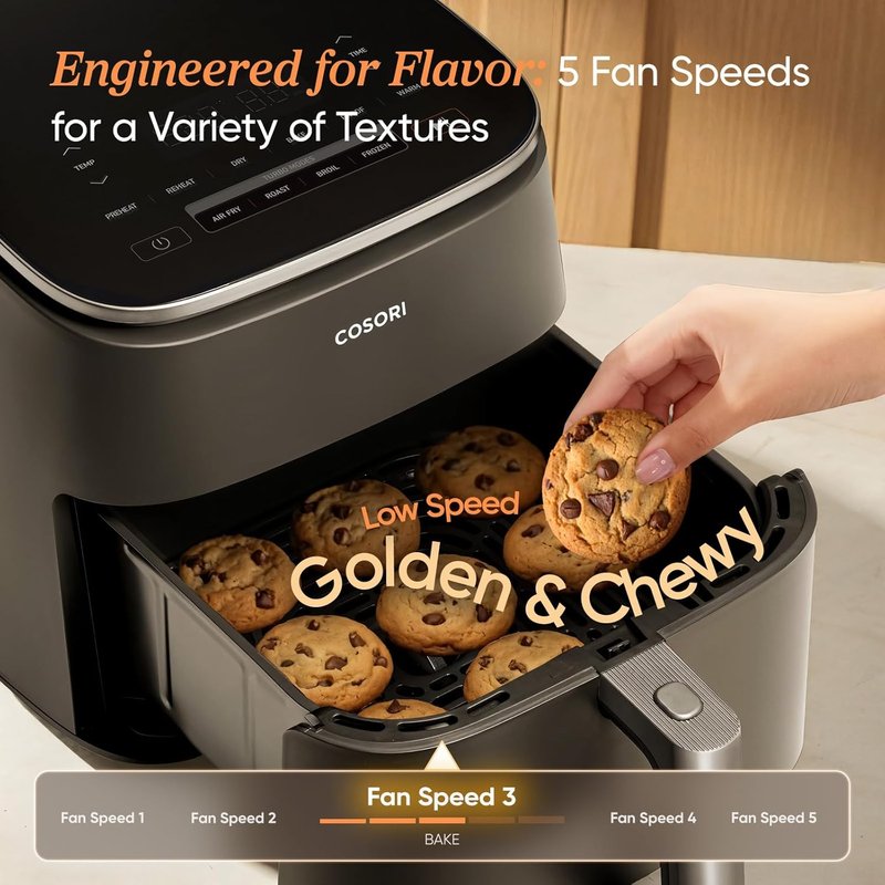 Cosori 9-in-1 Air Fryer - 6 Qt PFAS-Free Ceramic Coating, Precise Heating | Dark Gray