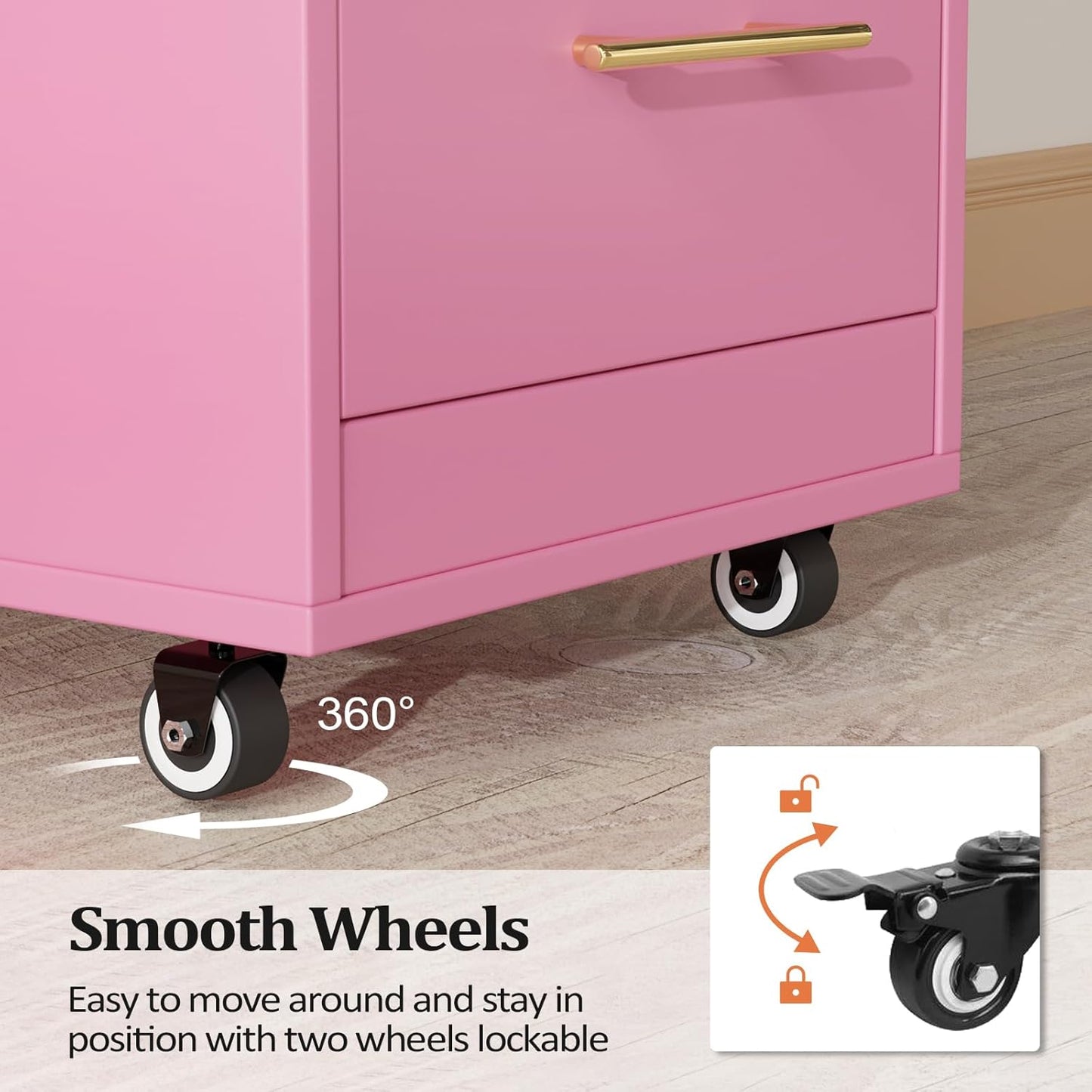 Salon Trolley Cart - 3-Drawer Rolling Hair Styling Station with Wheels | Mobile Beauty Trolley in Pink
