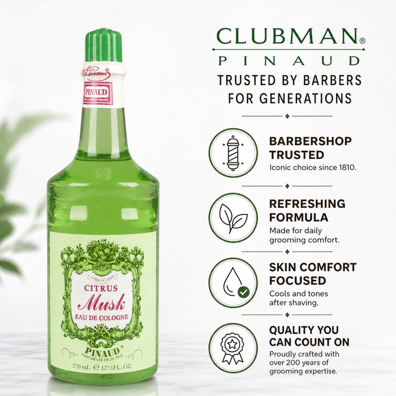Clubman Pinaud Citrus Musk Cologne, Cools And Tones Skin After Shaving, 12.5 oz