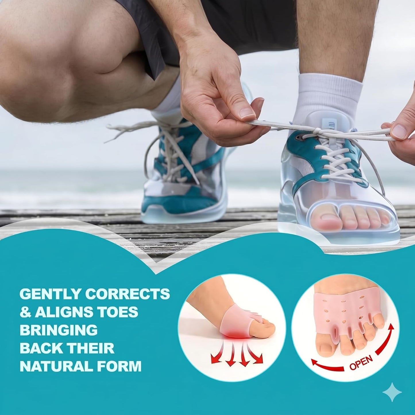 Silicone Toe Separators for Bunion Relief - Ultra Soft All-Day Comfort Spacers for Yoga & Running | 4 Sets