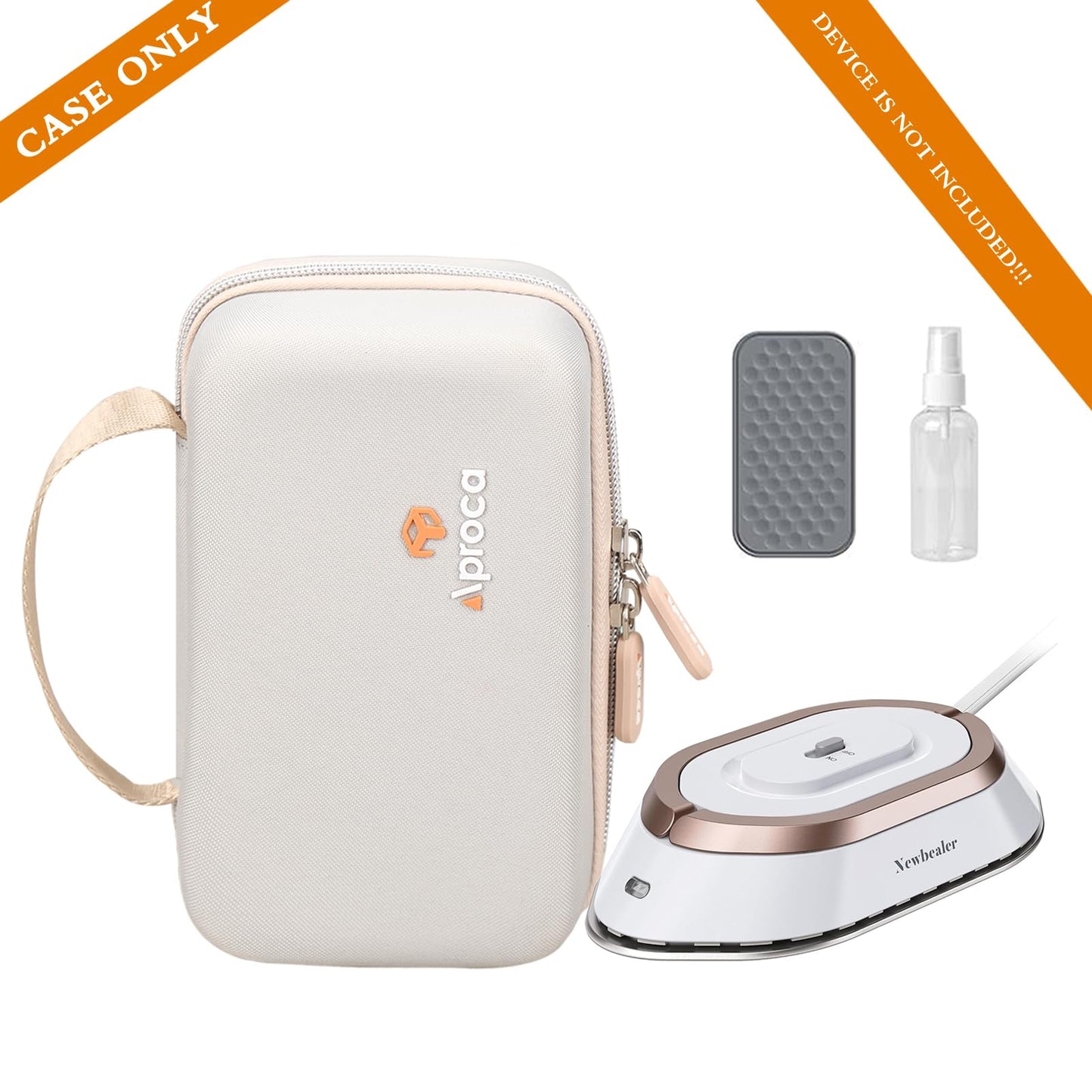 Aproca Case Compatible with Newbealer Travel Iron Mini Dry Iron, Portable Storage Bag for Accessories - Grey (Case Only)