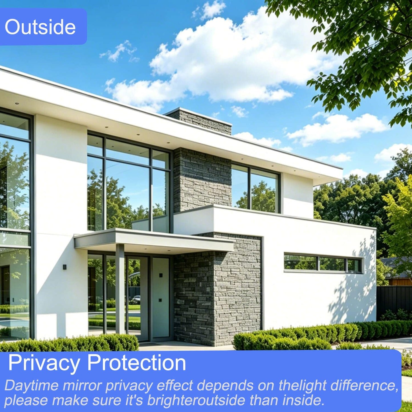 Gufoltie One Way Privacy Window Film Reflective Solar Control Window Film Heat Control Mirror Window Tint for Home Heat Blocking Daytime Privacy See Out Not in, Black Silver, 17.5 Inch X 78.7 Inch