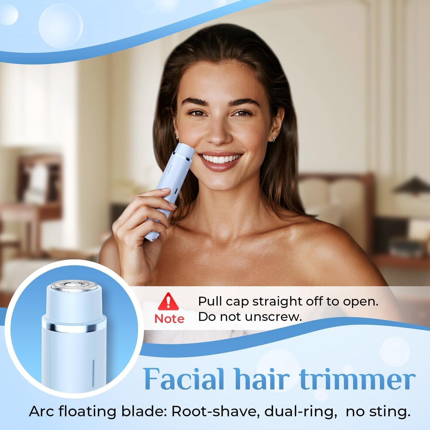 Mpotmiy 2-in-1 Electric Trimmer for Men, Dual Head Electric Razor, Waterproof Painless Bikini Shaver, Pubic Hair Trimmer for Private Area & Body Hair, Gifts for Men Women, Fathers Day Gifts，Blue