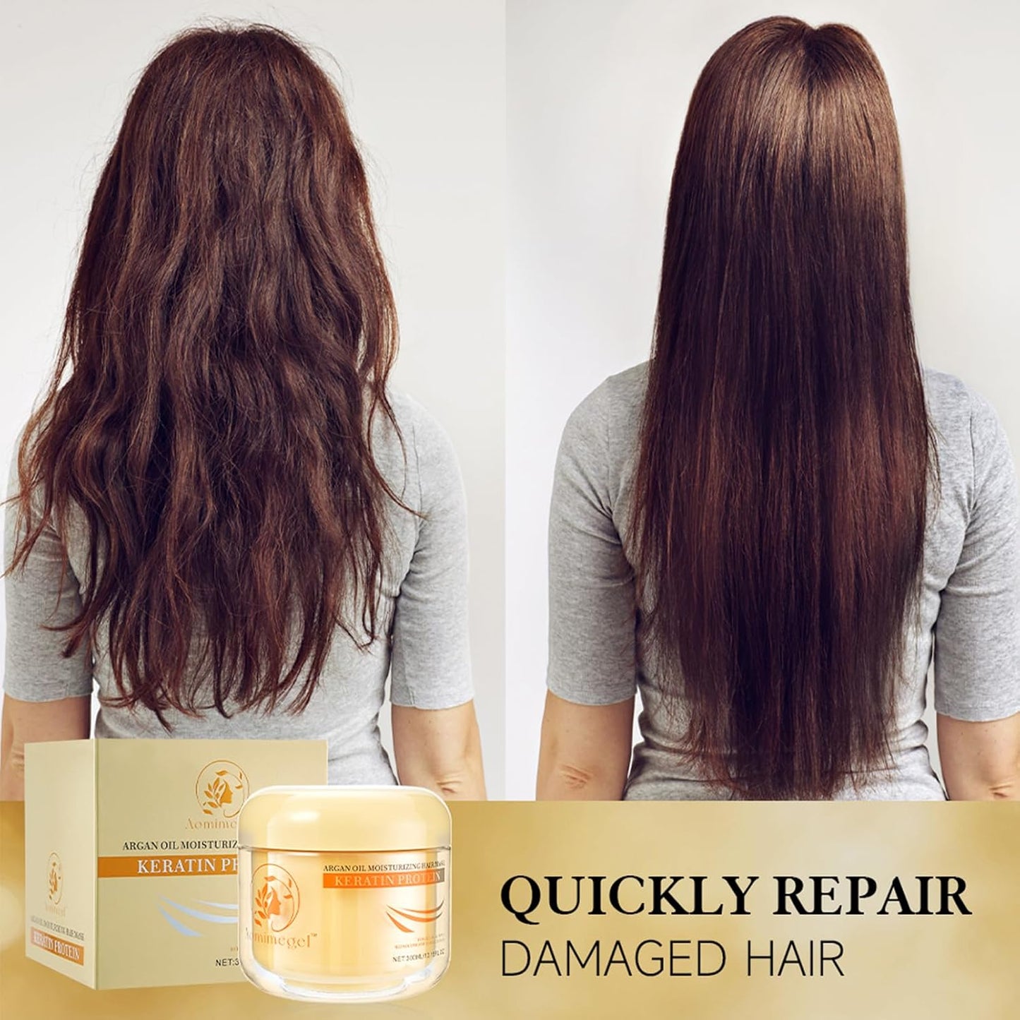 Collagen Hair Mask - Deep Repair Argan Oil Treatment for Damaged Hair | Hydrating Conditioner 10.15 oz