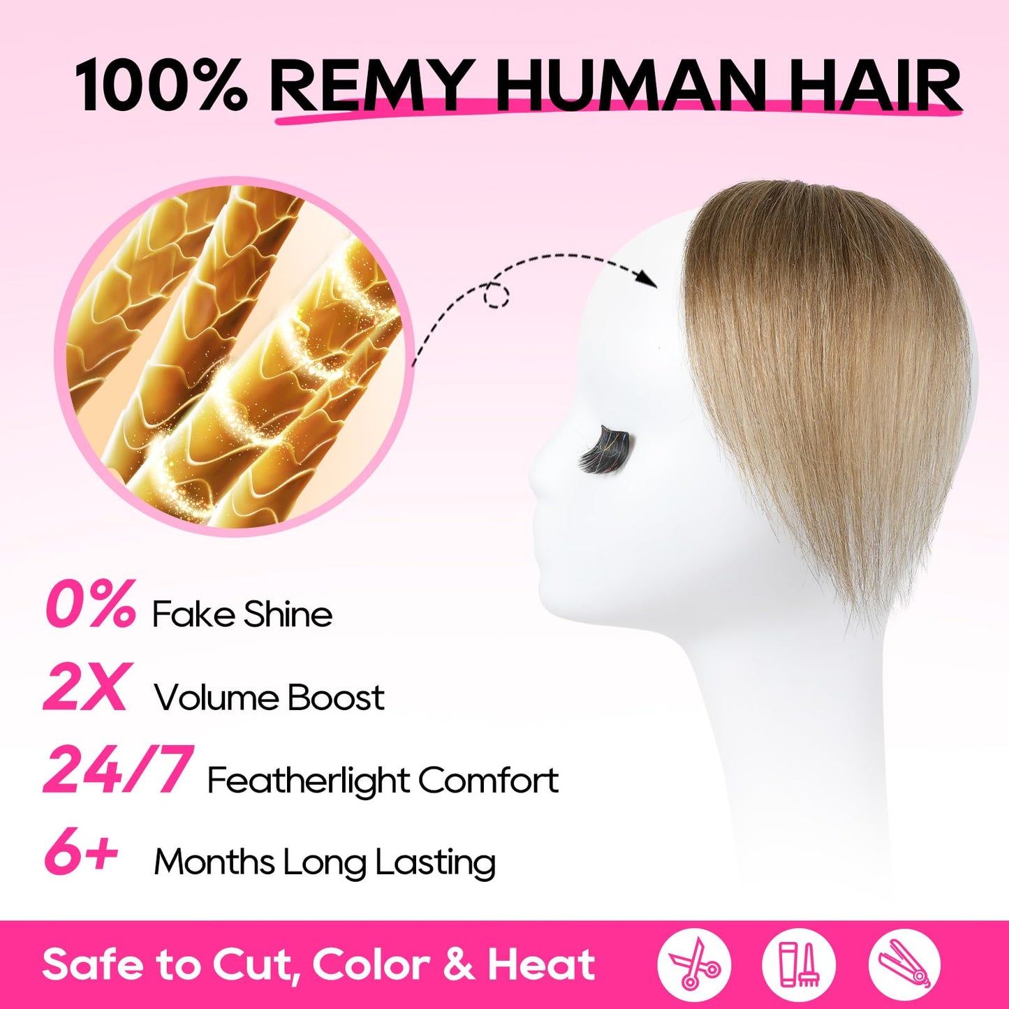 REECHO Human Hair Clip-in Hair Volumizer - Short Thick Hairpieces for Extra Volume, Easy Clip-in Extensions for Thin & Fine Hair Ash Brown 8 Inch(Pack of 1)