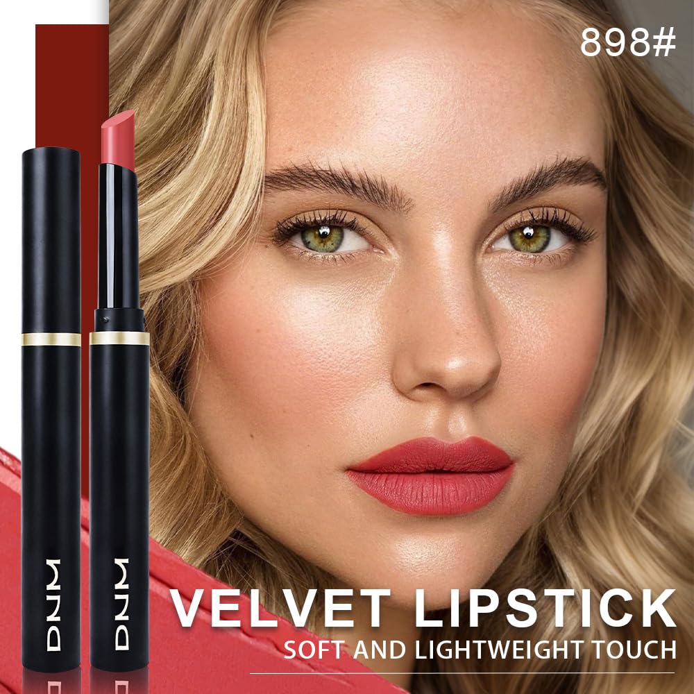 evpct Crimson Red Velvet Matte Lipstick, High Pigmented Slim Lipstick Long Lasting Waterproof for Women, Velvet Silky Lip Stick Stain Color Makeup Blendable 24 Hours Original Makeup Labiales, 898#