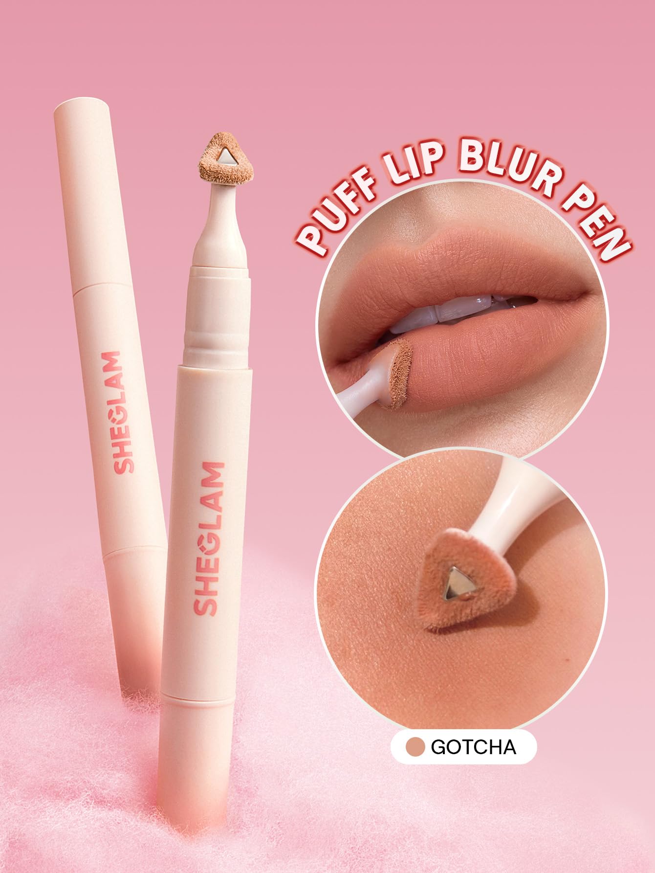 SHEGLAM Marshmallow Puff Lip Blur Pen Matte Lipstick for Long-lasting Hydrating Lip Makeup-002 Gotcha