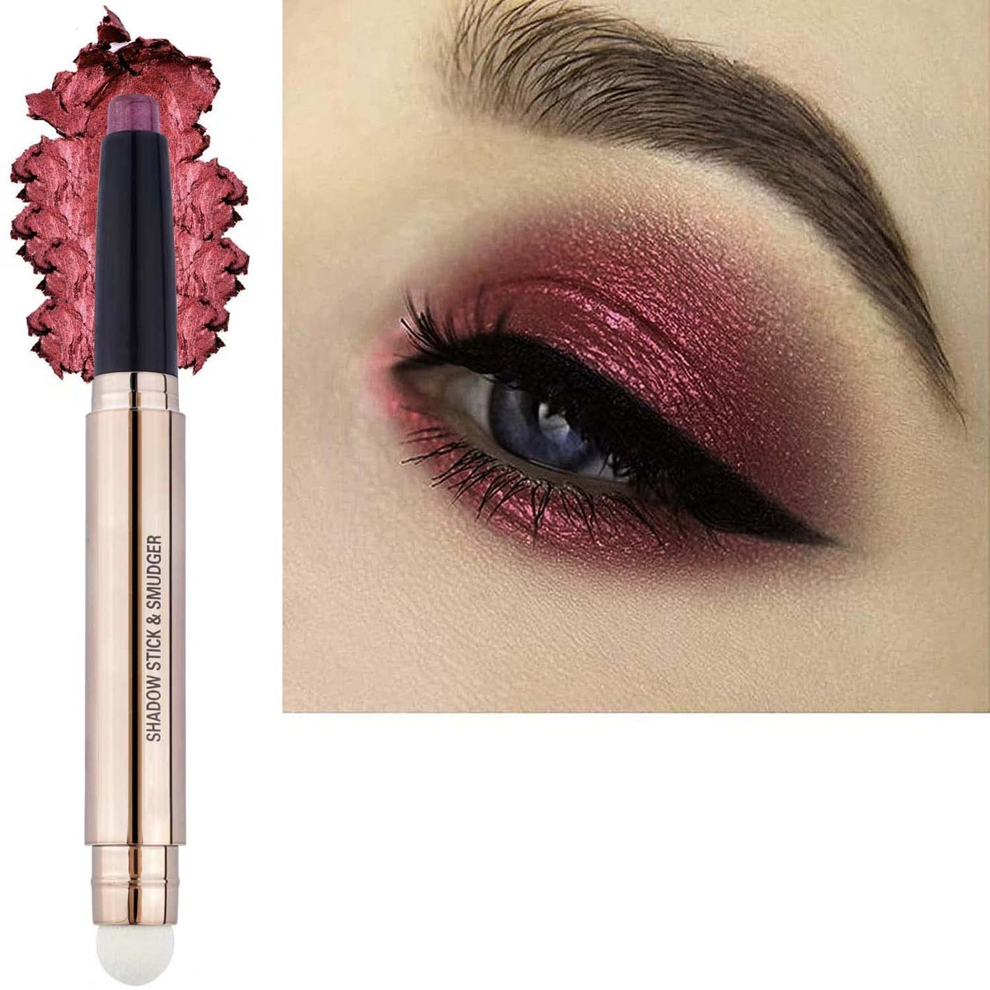 Light Gold Eyeshadow Stick - Waterproof Hypoallergenic Crayon Makeup | Long-Lasting Shimmer with Soft Brush