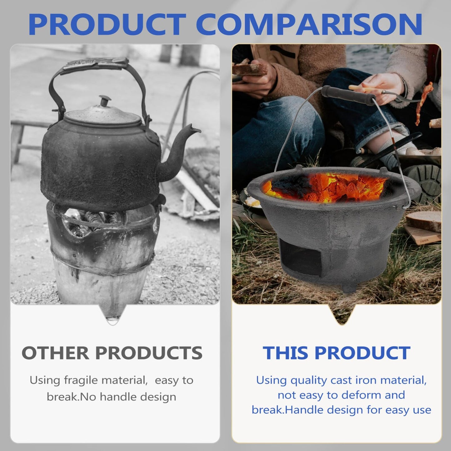 Cast Iron Charcoal Grill Japanese Tabletop BBQ Grill Mini Portable Hibachi Indoor Stove Camping Barbecue Tool BBQ Charcoal Stove 20cm
