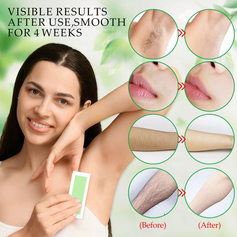 Facial Wax Strips for Hair Removal, Wax Strips for Face, 60PCS Hair Removal Waxing + 3 Calming Oil Wipe, Upper Lip, Chin, Eyebrow, Armpit, Bikini Line, Face Waxing Kit for Women, Long-Lasting Results