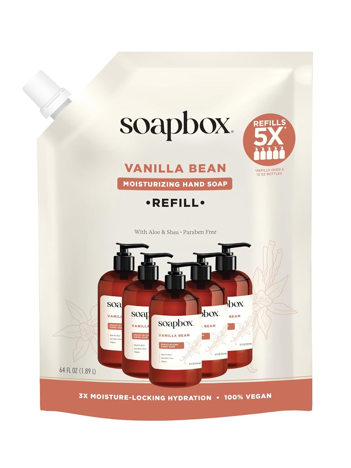 Vanilla Bean Liquid Hand Soap Refill - Moisturizing Gentle Cleanser | 64 oz, Clean Ingredients, No Harsh Chemicals