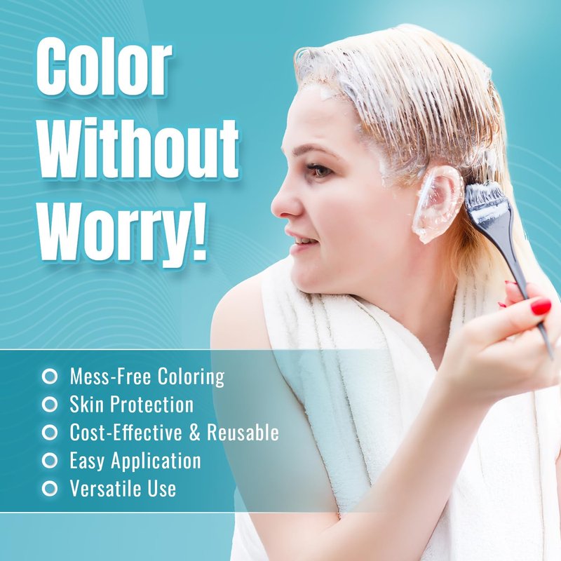 Herbishh Hair Color Ear Shield Covers, Reusable Hair Dye Stain Protection, Disposable & Waterproof Plastic Ear Shower Caps for Men & Women, Ideal for Salon & At-Home Use, 100 Pieces