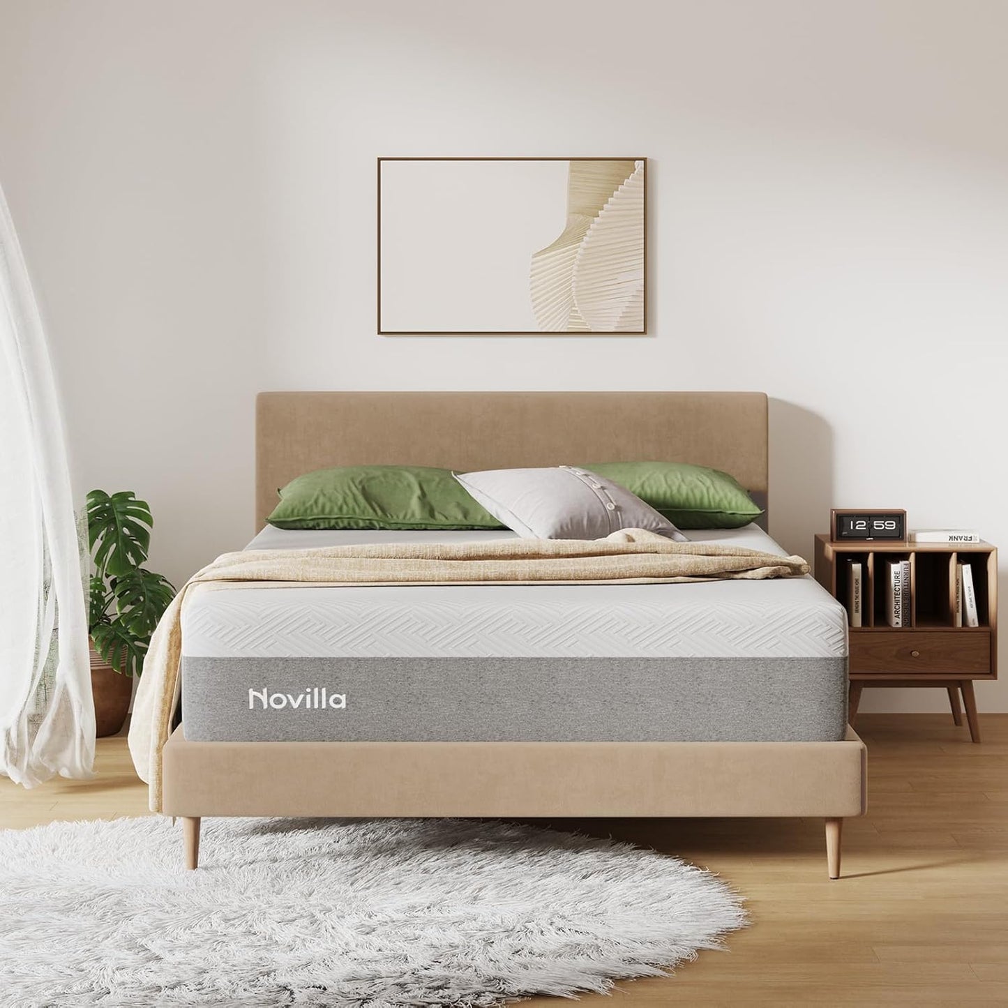 Novilla Bliss Queen Size Mattress - 12" Gel Memory Foam for Cool Sleep & Pressure Relief | Medium Plush Feel