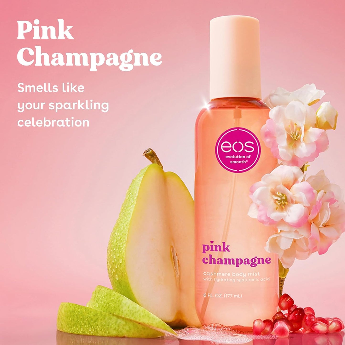 Cashmere Body Mist - Pink Champagne Scented Spray for Women | Moisturizing Formula with Hyaluronic Acid, 6 fl oz