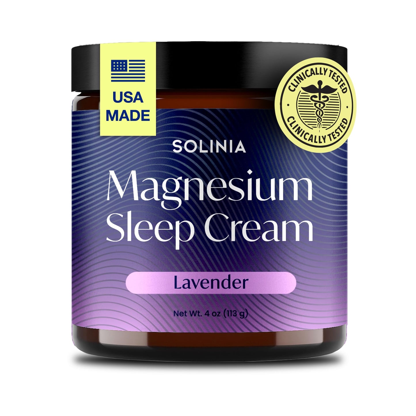 Solinia Magnesium Sleep Cream, USA-Made Topical Magnesium Lotion for Sleep, Lavender Lotion for Feet, Nighttime Mag Oil Body Butter, Foot Cream, Relaxing Rub for Muscles, 4oz