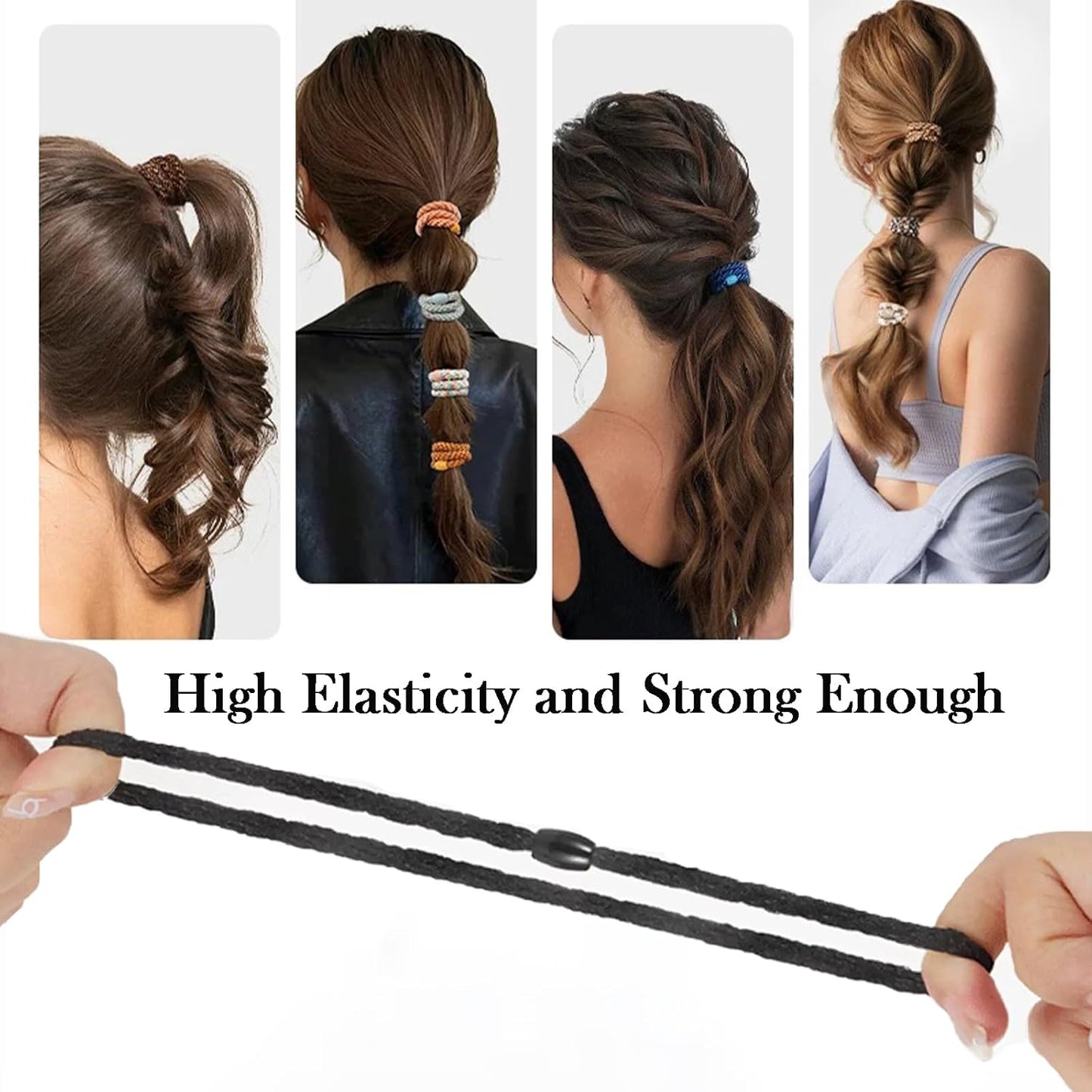 Braided Hair Ties for Women & Girls - 15 PCS High Elastic Ponytail Holders | No Damage, Neutral Color
