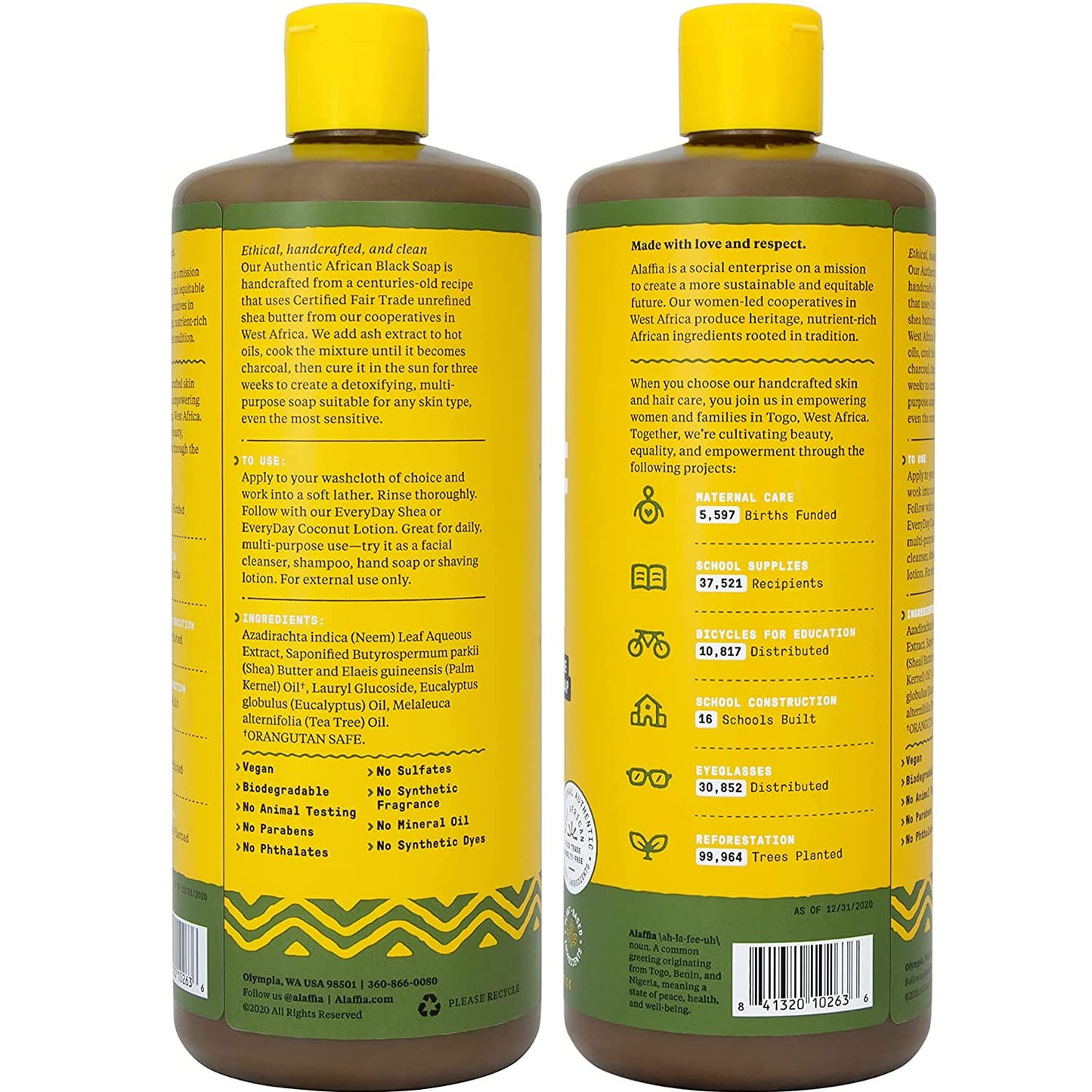 Alaffia Skin Care, Authentic African Black Soap, All in One Liquid Soap, Acne Face Wash, Moisturizing Body Wash, Shampoo, Shaving Soap, Shea Butter, Eucalyptus Tea Tree, 32 Fl Oz