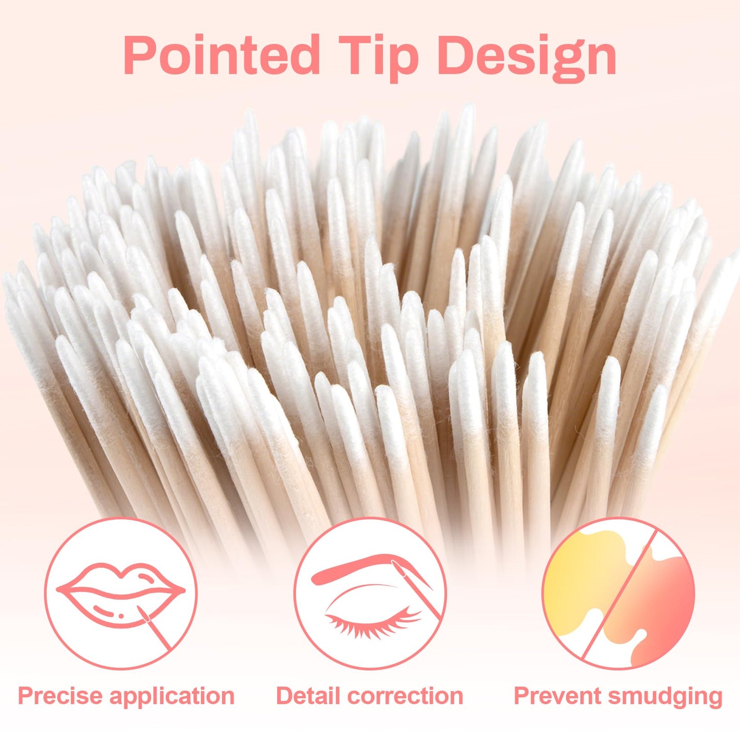 RAQEHO 200PCS Pointed Cotton Swabs - 4in Disposable Precision Tip Cotton Buds Thin Micro Swab Cotton Sticks Applicators for Eyelash Extensions, Makeup, Tattoo Permanent, Cleaning,Microblading Supplies