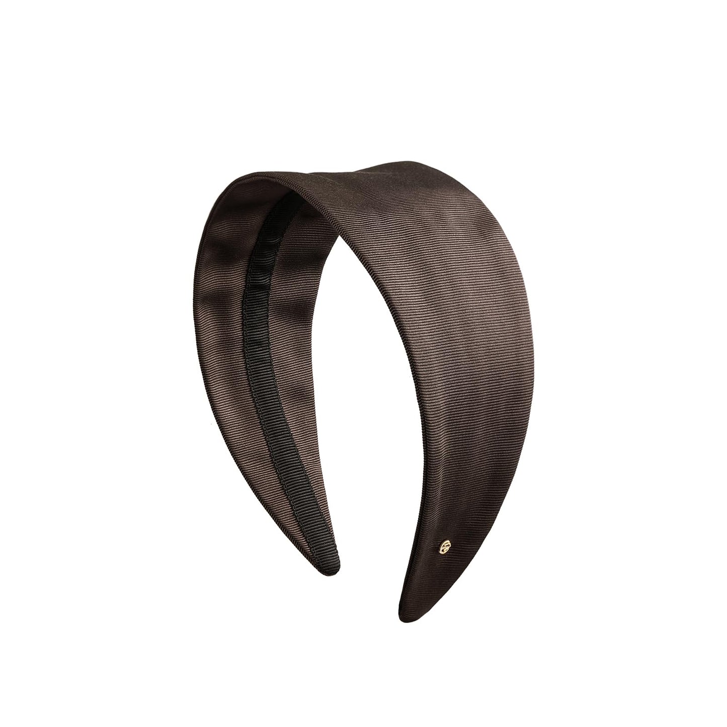 EVITA PERONI 2.75-Inch Wide Fabric Headband for Women – Foldable Hairband, Comfortable, Covers Gray Hair-Coffee Brown