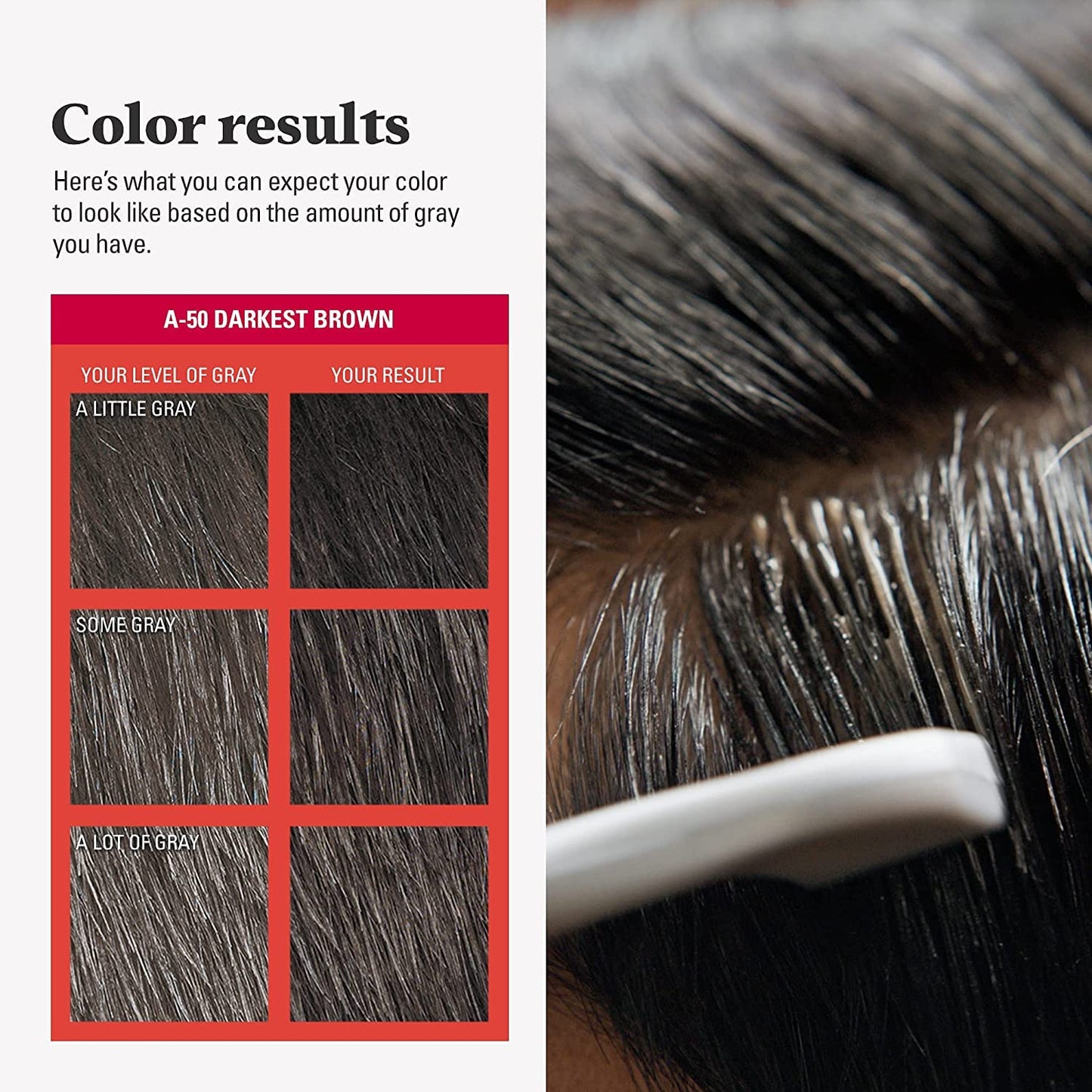Just For Men Easy Comb-In Color Hair Dye - Darkest Brown, No Mix Applicator, Pack of 3