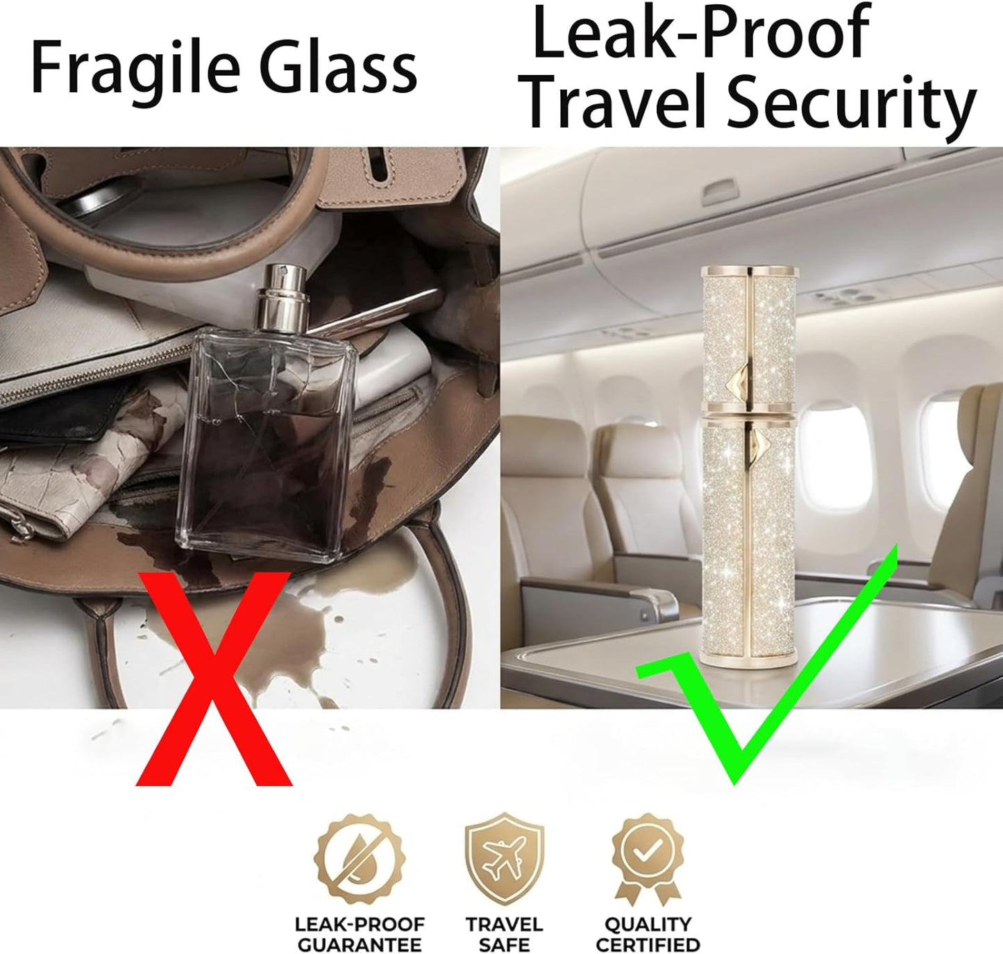 Refillable Travel Perfume Bottle - 5ml Leak-Proof TSA Atomizer | Perfect Valentine's Day Gift