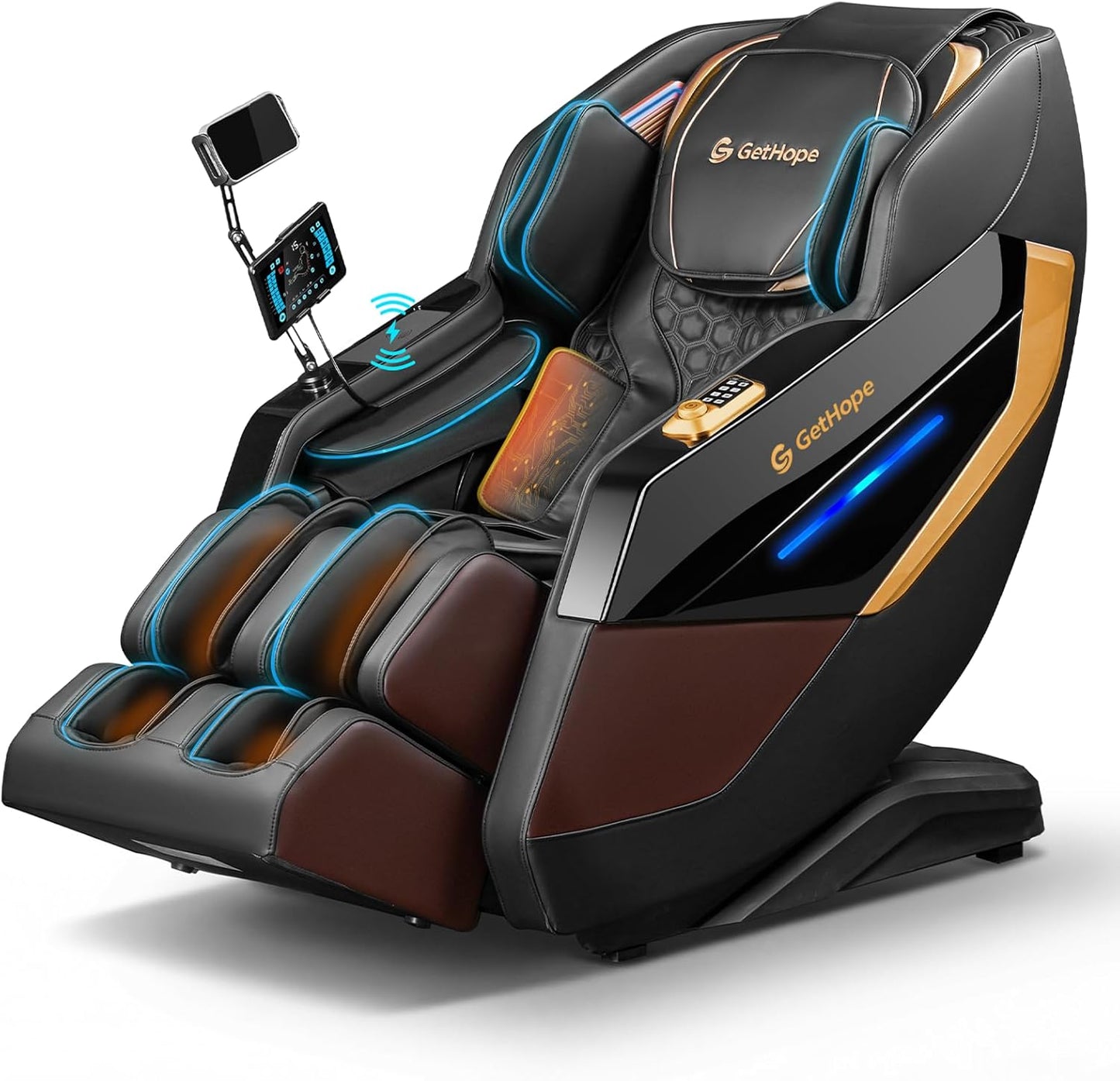 4D Zero Gravity Massage Chair - Full Body Shiatsu Recliner with Lumbar Heat & Bluetooth | 57.1" SL-Track, 40 Airbags, AI Voice Control