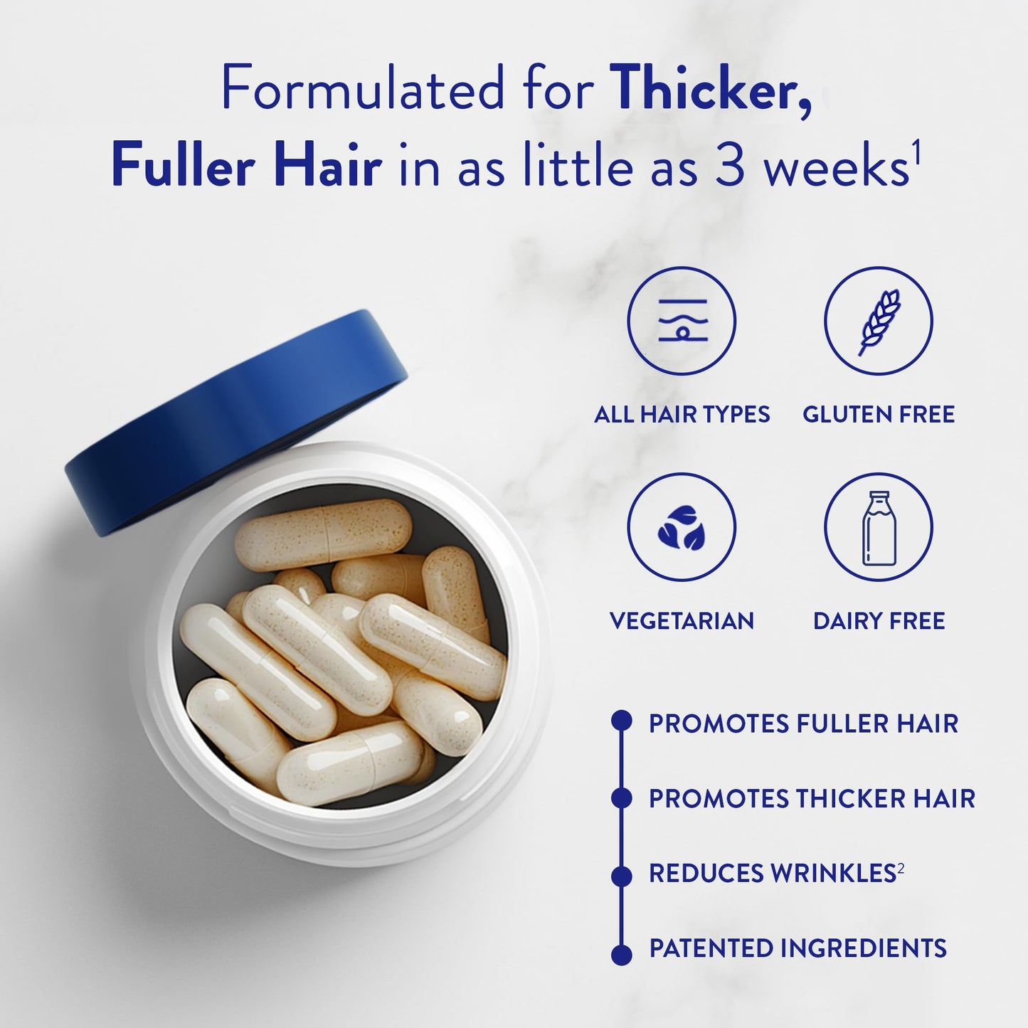 Routine Wellness Hair Growth Supplement – CLINICALLY Tested Thicker, Fuller-Looking Hair Support with Biotin & Key Nutrients, Vegetarian & Gluten-Free Vitamins - 1 Bottle, 30 Day Supply