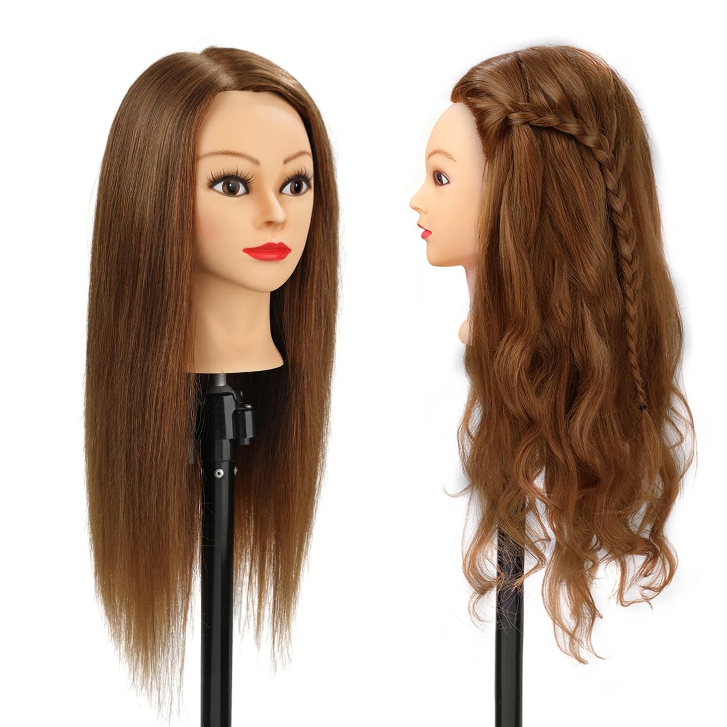 POLRISLY Mannequin Head with Hair 80% Human Hair Doll Head 26"-28" Hairdresser Practice Training Head Cosmetology Manikin with Clamp - #27 Golden