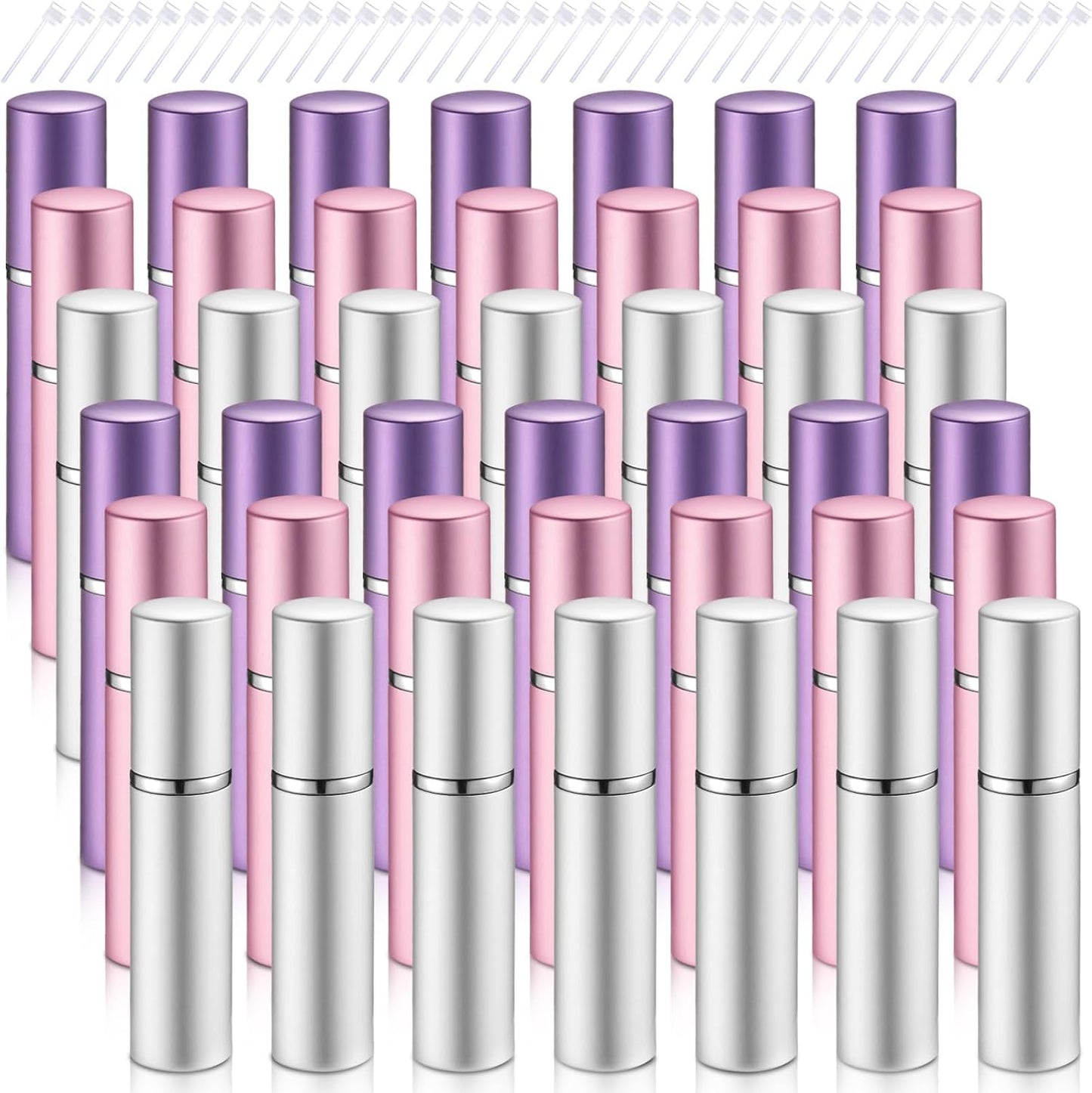 Zonon Mini Refillable Perfume Atomizer - 56 Pieces Portable Spray Bottle Set | Rainbow Color, 5 ml