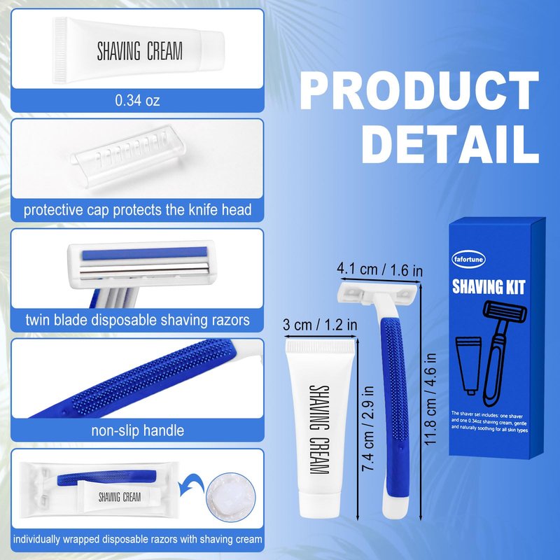 Shave Kit in Bulk Twin Blade Razors with Protective Cap,Disposable Razors in Bulk Shaving Cream for Hotel, Airbnb, Homeless, Shelter, Camping and Travel (240)