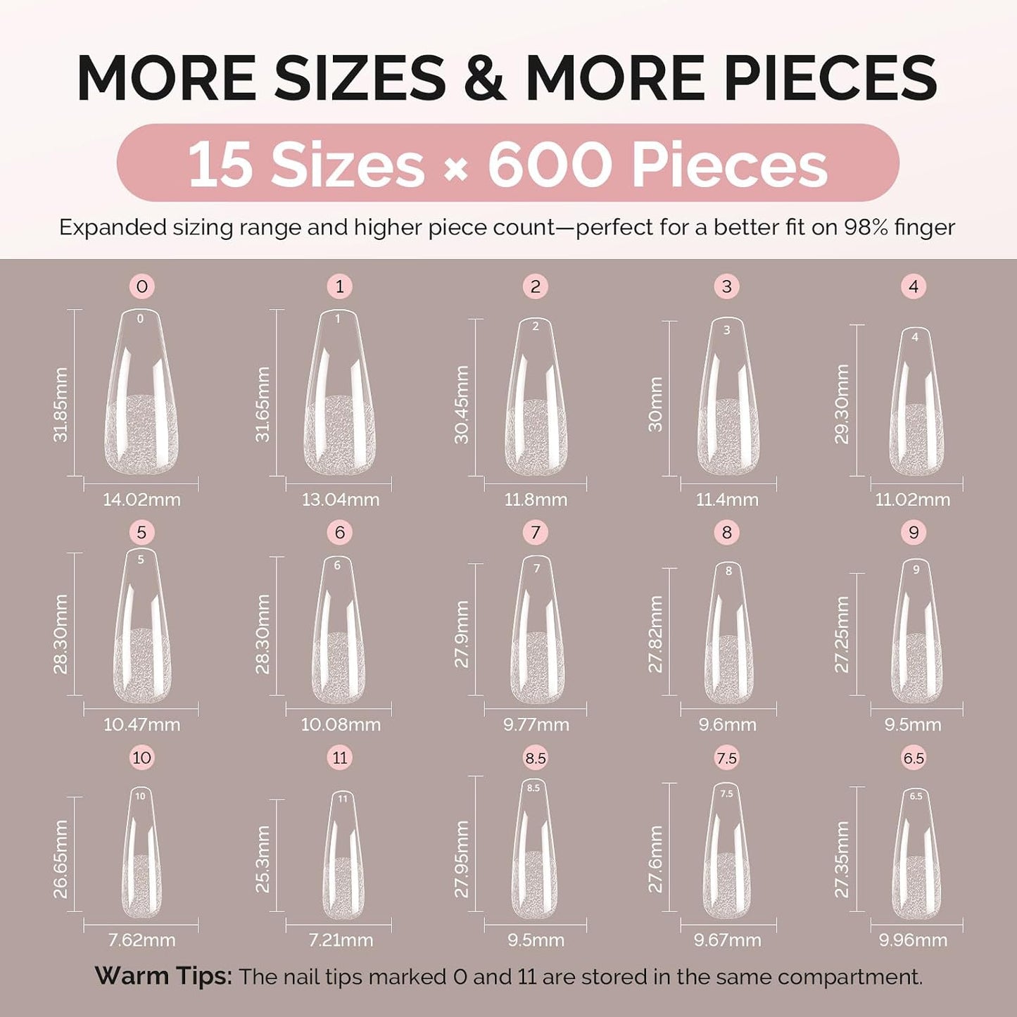 Long Coffin X Nail Tips - 600 Pcs Clear Acrylic Half Matte Press-On Nails | DIY & Salon Use, Pre-Shaped for Lasting Manicure