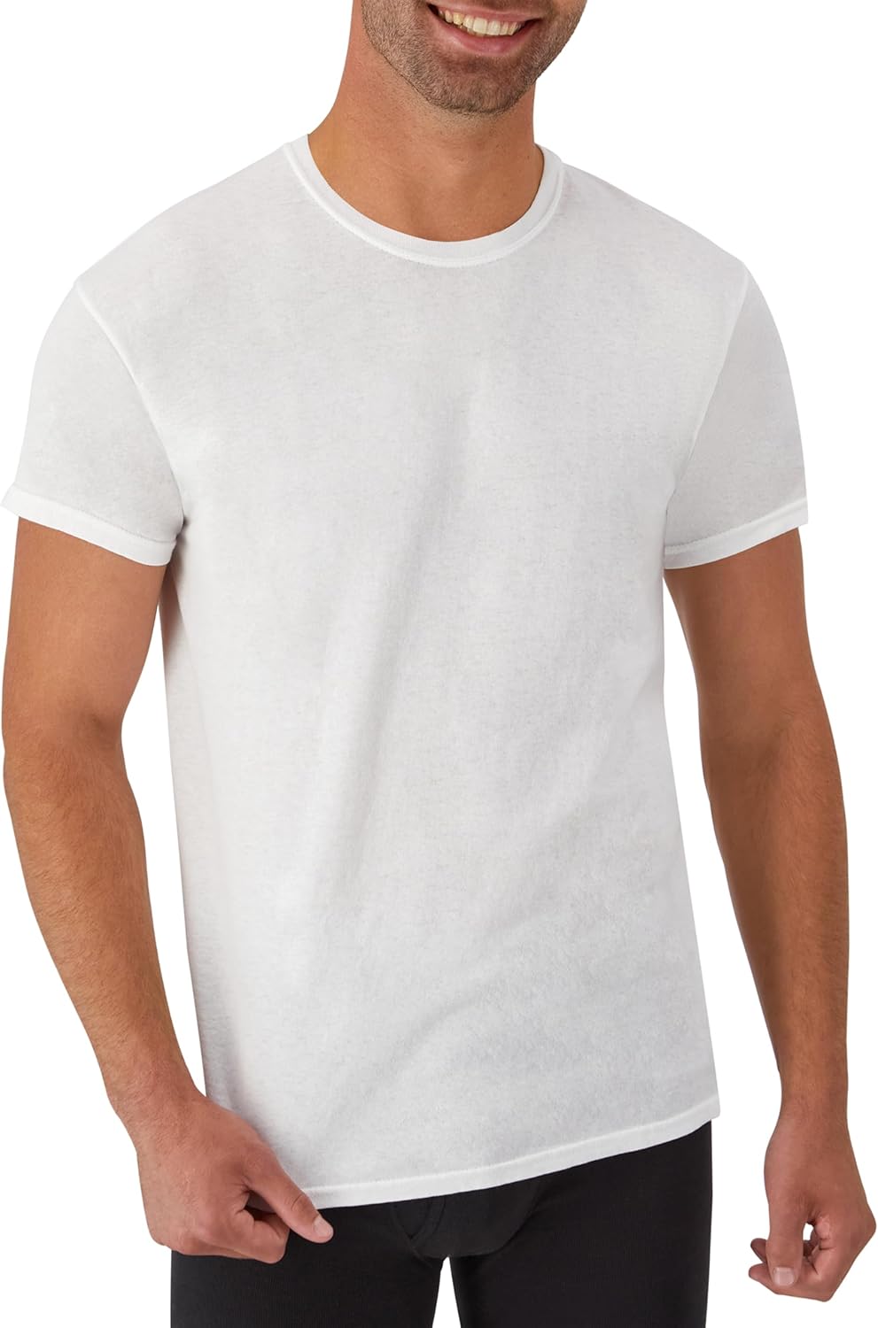 Hanes Men's Cotton Undershirts - Stay-Tucked, Soft Fabric | White/Black Multipack
