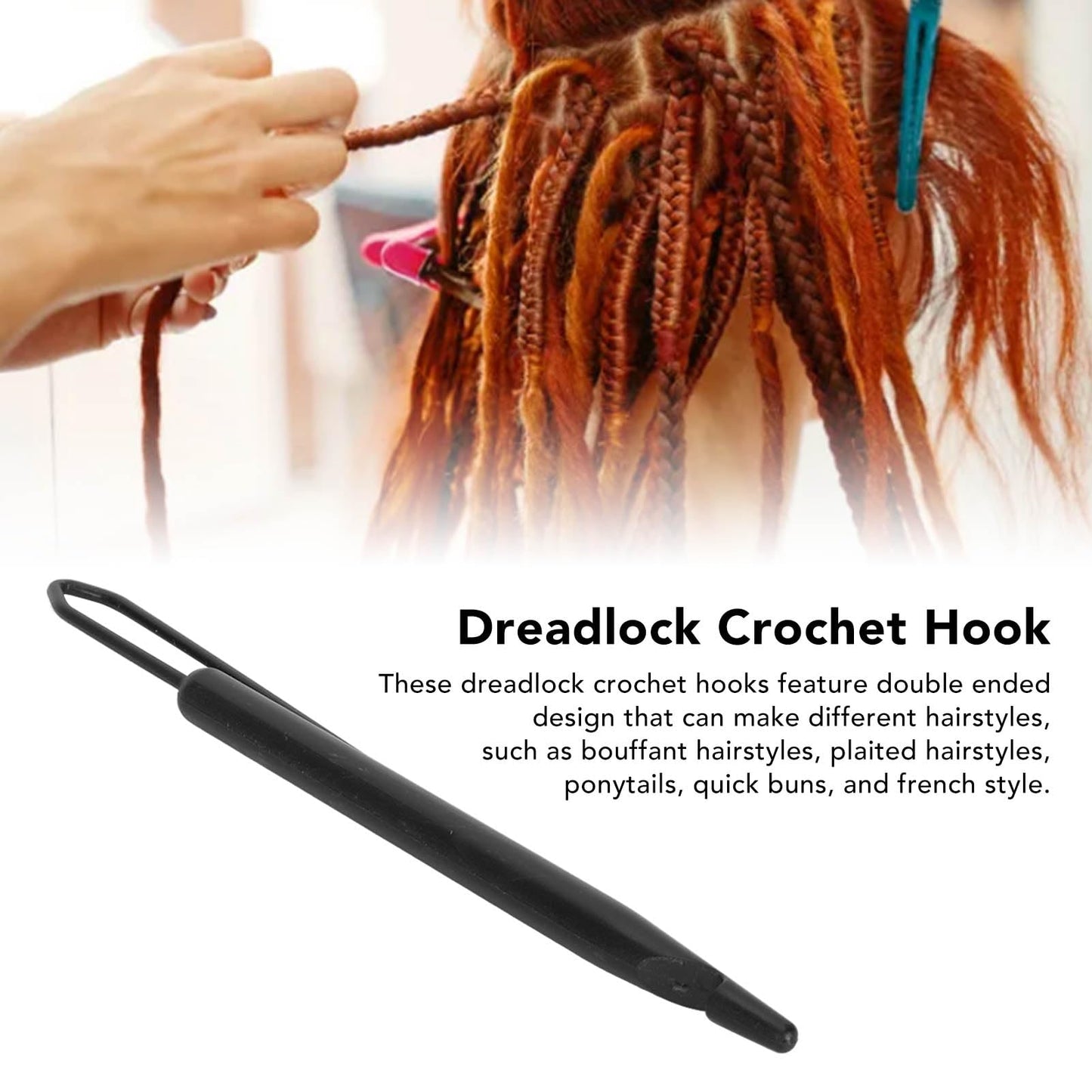 Interlock Tool for Locs, Braid Hair Dreadlocks Needle, 2Pcs Hair Crochet Hook for Braids Double Ended Strong Plastic Needle,Dreadlocks Tool Interlocking Tool for Hairstyles Set Weaving Interlocks