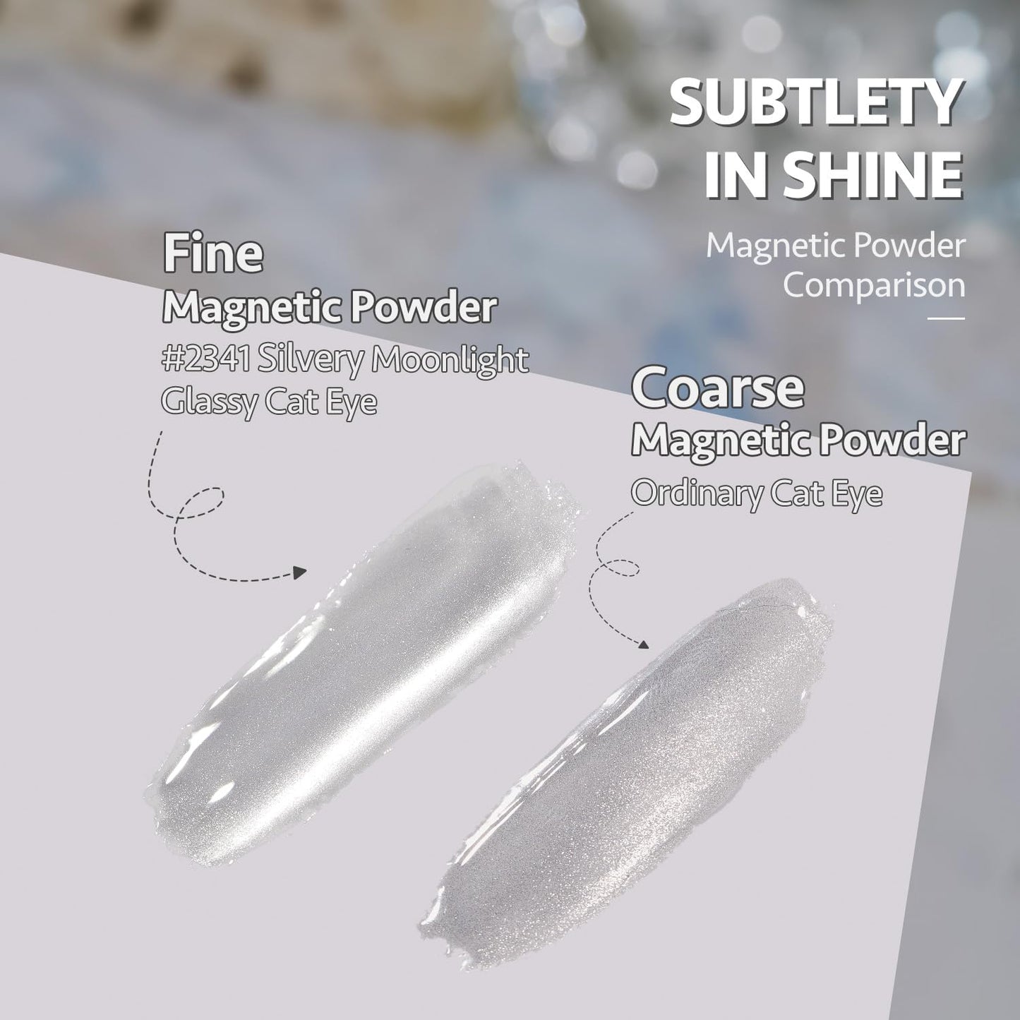 Glassy Cat Eye Gel Nail Polish - 16ml Holographic UV Gel with Magnet | Silvery Moonlight Reflective Finish