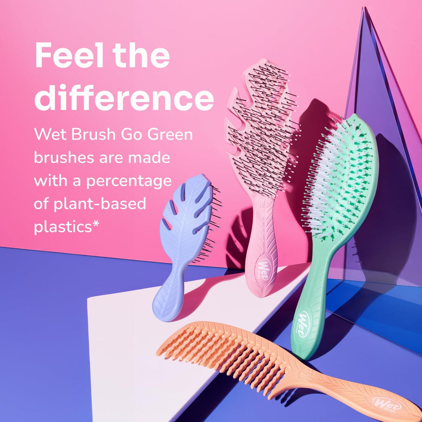 Wet Brush Go Green Curl Detangler Hair Brush - Pale Pink IntelliFlex Bristles for Easy Tangle Removal | Ideal for Curly Hair