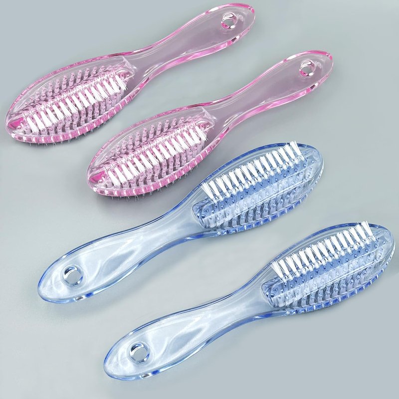 Handle Grip Nail Brush Two Sided Hand Fingernail Cleaning Brush Foot Scrub Brush Soft Stiff Bristles Fingernails Toenails Toes Scrubber Brushes for Men Women Kids, 4 PCS