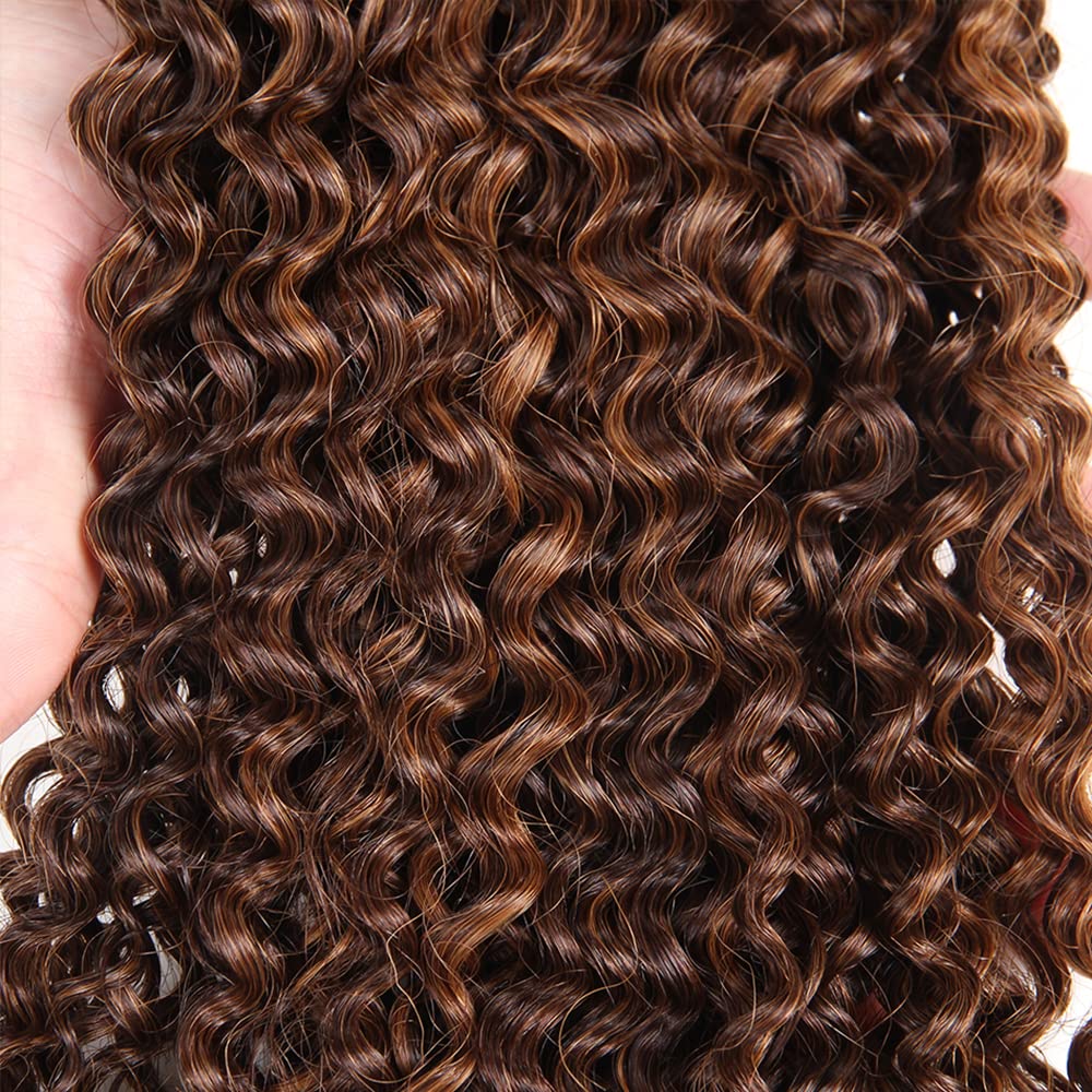 30 32 34 Inch AuokMar Dark Brown Bundles Human Hair P430 Ombre Water Wave Bundles Brazilian Virgin Highlight Bundle Hair Extensions for Woman