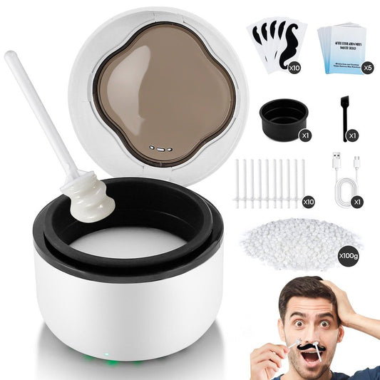 Mini Nose Wax Kit For Men&Women,Electric Nose Ear Eyebrow Small Area Hair Removal,40g Bigger Capacity with 100g Wax,10 Applicators
